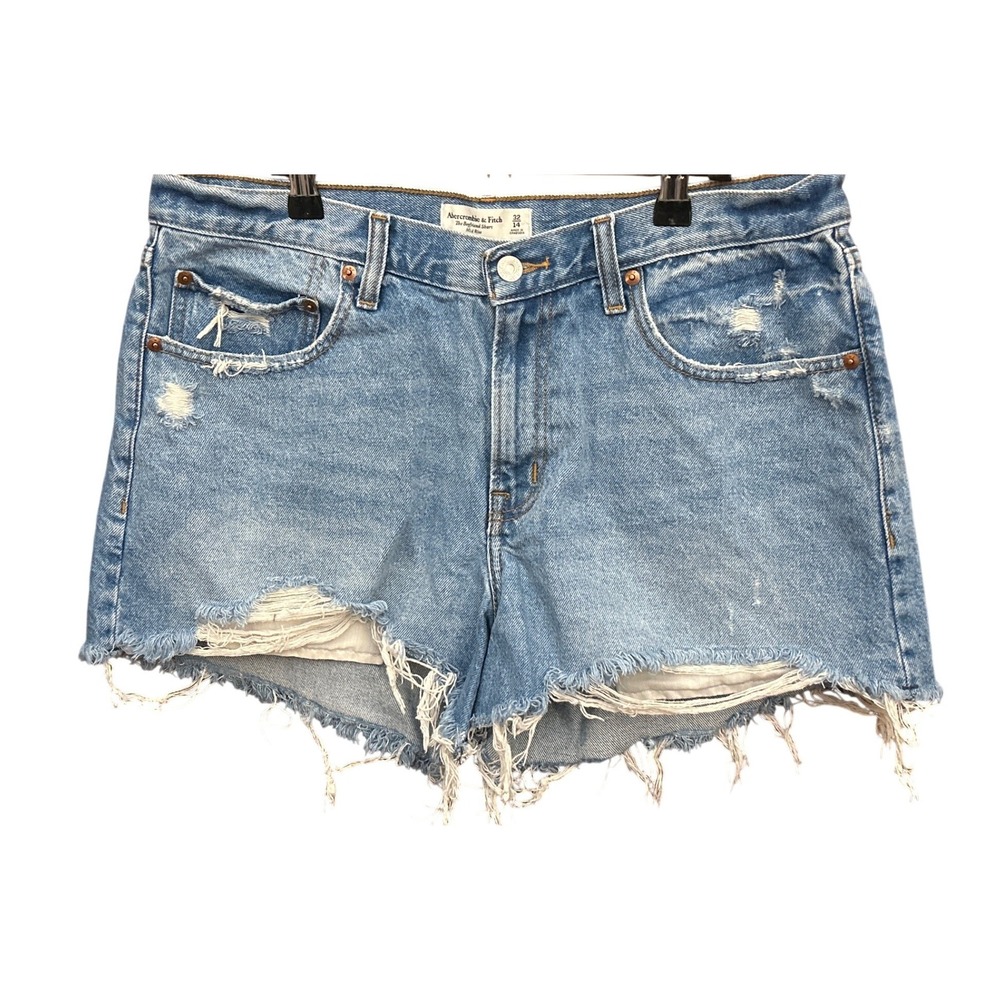 Abercrombie & Fitch Boyfriend Short Distressed Boho Summer Denim Cutoffs